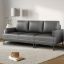 Genuine Leather Upholstered Sofa With Square Armrests With Usb And Type-c Charging Ports