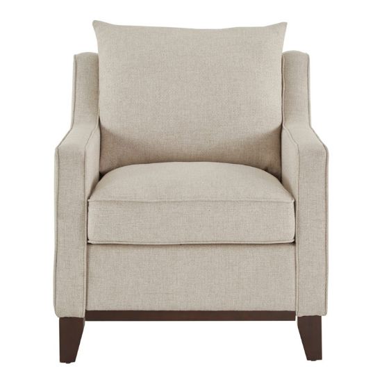 Oatmeal Tweed Upholstered Armchair with Down Feather Cushions