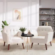 Modern Low-Profile Linen Armchair Set – 2 Pieces