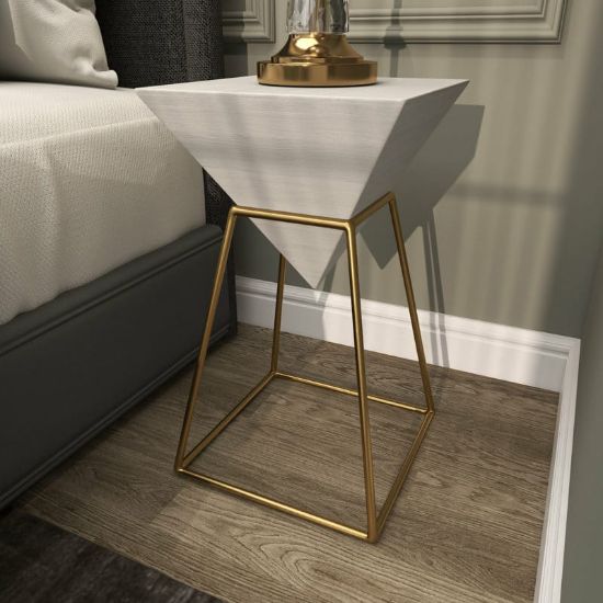 Pyramid Geometric Side End Accent Table