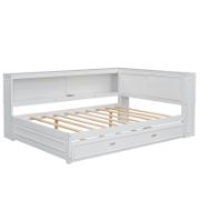 Solid Wood Daybed with Pull-Out Trundle, USB Charging Ports, and Built-In LED Lighting