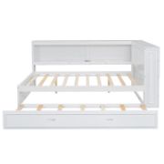 Solid Wood Daybed with Pull-Out Trundle, USB Charging Ports, and Built-In LED Lighting