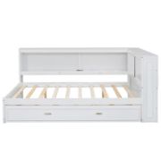 Solid Wood Daybed with Pull-Out Trundle, USB Charging Ports, and Built-In LED Lighting