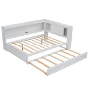 Solid Wood Daybed with Pull-Out Trundle, USB Charging Ports, and Built-In LED Lighting