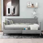 Twin Size Daybed with 2 Large Storage Drawers and Rustic X Frame Design
