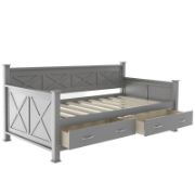 Twin Size Daybed with 2 Large Storage Drawers and Rustic X Frame Design