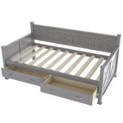 Twin Size Daybed with 2 Large Storage Drawers and Rustic X Frame Design