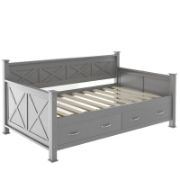 Twin Size Daybed with 2 Large Storage Drawers and Rustic X Frame Design