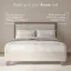 Contemporary Walnut Solid Wood Bed with Upholstered Headboard