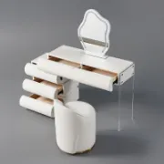 Modern Makeup Vanity Set with Stool & LED Mirror