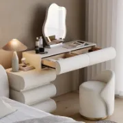 Modern Makeup Vanity Set with Stool & LED Mirror