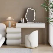 Modern Makeup Vanity Set with Stool & LED Mirror