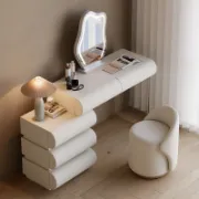 Modern Makeup Vanity Set with Stool & LED Mirror