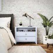Elegant 2-Drawer Nightstand with Soft White Finish