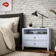 Elegant 2-Drawer Nightstand with Soft White Finish