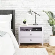Elegant 2-Drawer Nightstand with Soft White Finish