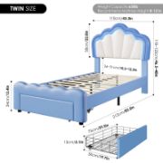 Kids’ Upholstered LED Bed with Storage Drawer and Adjustable Headboard