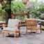 Set of 2 Teak Patio Lounge Chairs with Water-Resistant Cushions