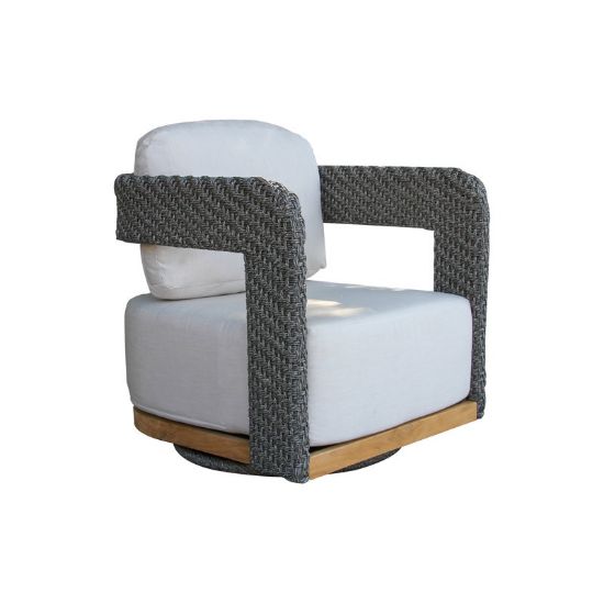 Swivel Outdoor Teak Chair with Sunbrella Fabric