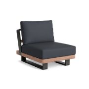 Armless Teak Outdoor Chair with Aluminum Frame and Weather-Resistant Cushions