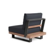Armless Teak Outdoor Chair with Aluminum Frame and Weather-Resistant Cushions