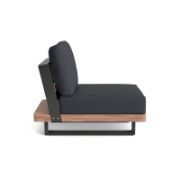 Armless Teak Outdoor Chair with Aluminum Frame and Weather-Resistant Cushions