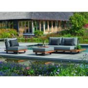Armless Teak Outdoor Chair with Aluminum Frame and Weather-Resistant Cushions