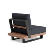 Armless Teak Outdoor Chair with Aluminum Frame and Weather-Resistant Cushions