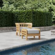 Solid Teak Outdoor Lounge Chair with Cushion