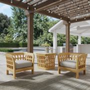 Solid Teak Outdoor Lounge Chair with Cushion
