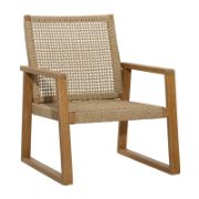 Outdoor Wicker Lounge Chair with Teak and Twisted Fiber Detail