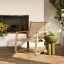 Outdoor Wicker Lounge Chair with Teak and Twisted Fiber Detail