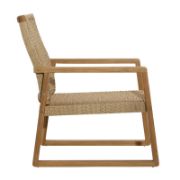 Outdoor Wicker Lounge Chair with Teak and Twisted Fiber Detail