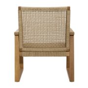 Outdoor Wicker Lounge Chair with Teak and Twisted Fiber Detail