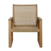 Outdoor Wicker Lounge Chair with Teak and Twisted Fiber Detail