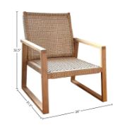 Outdoor Wicker Lounge Chair with Teak and Twisted Fiber Detail