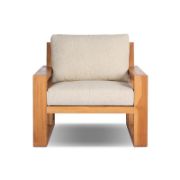 Minimalist Teak Outdoor Lounge Chair with Cushioned Seat