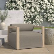 Contemporary Teak Outdoor Armchair with Bolster Back Cushion