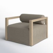 Contemporary Teak Outdoor Armchair with Bolster Back Cushion