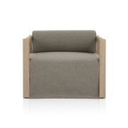 Contemporary Teak Outdoor Armchair with Bolster Back Cushion