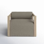 Contemporary Teak Outdoor Armchair with Bolster Back Cushion