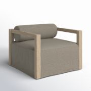 Contemporary Teak Outdoor Armchair with Bolster Back Cushion
