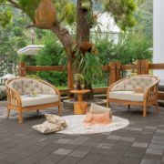 Curved Teak Outdoor Comfort Lounge Chair
