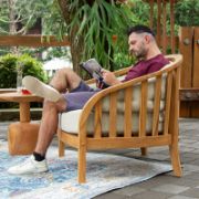 Curved Teak Outdoor Comfort Lounge Chair