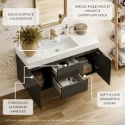 Picture of Wall Mount Single Sink Bathroom Vanity with Top and Sink