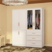 تفصيل دولاب قطعتين أبيض وتخزين متكامل