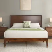 تفصيل سرير خشبي بني داكن