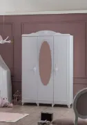 تفصيل دولاب عصري ابيض مع مرآة كبيرة