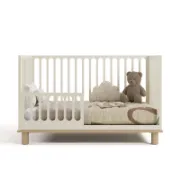 تفصيل سرير اطفال ابيض مع حاجز أمان