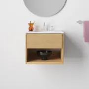تفضيل منضدة حمام من خشب فاتح